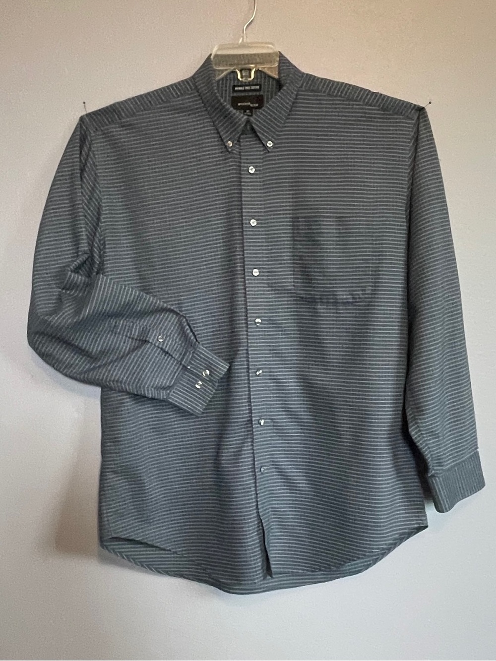 Bill Blass Studio Check Oxford Cloth Wrinkle Free Button Down Collar size 17 1/2